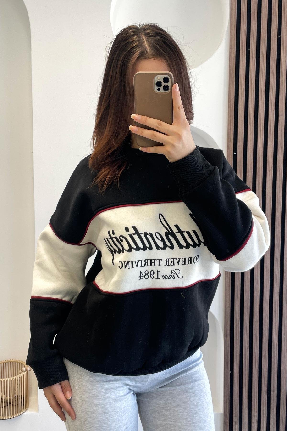 Authenticity Yazı Baskılı Sweat - Siyah SİYAH