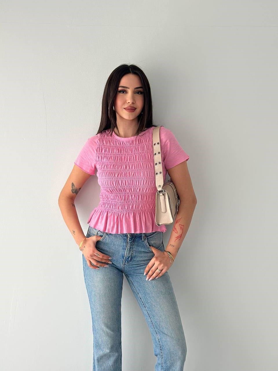 Basic Gipeli T-Shırt-Pembe PEMBE