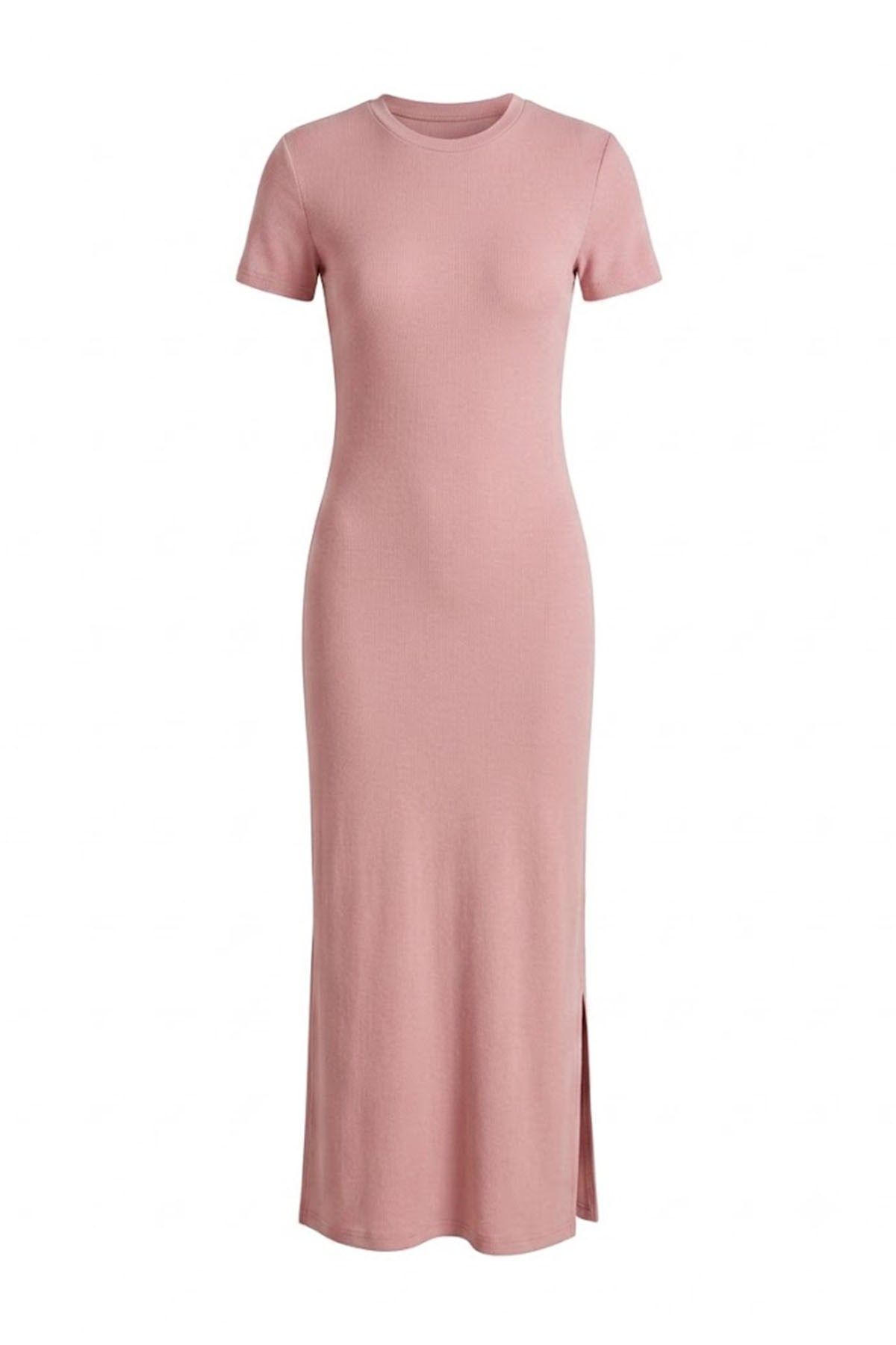 Basıc Yırtmaçlı Elbise PEMBE