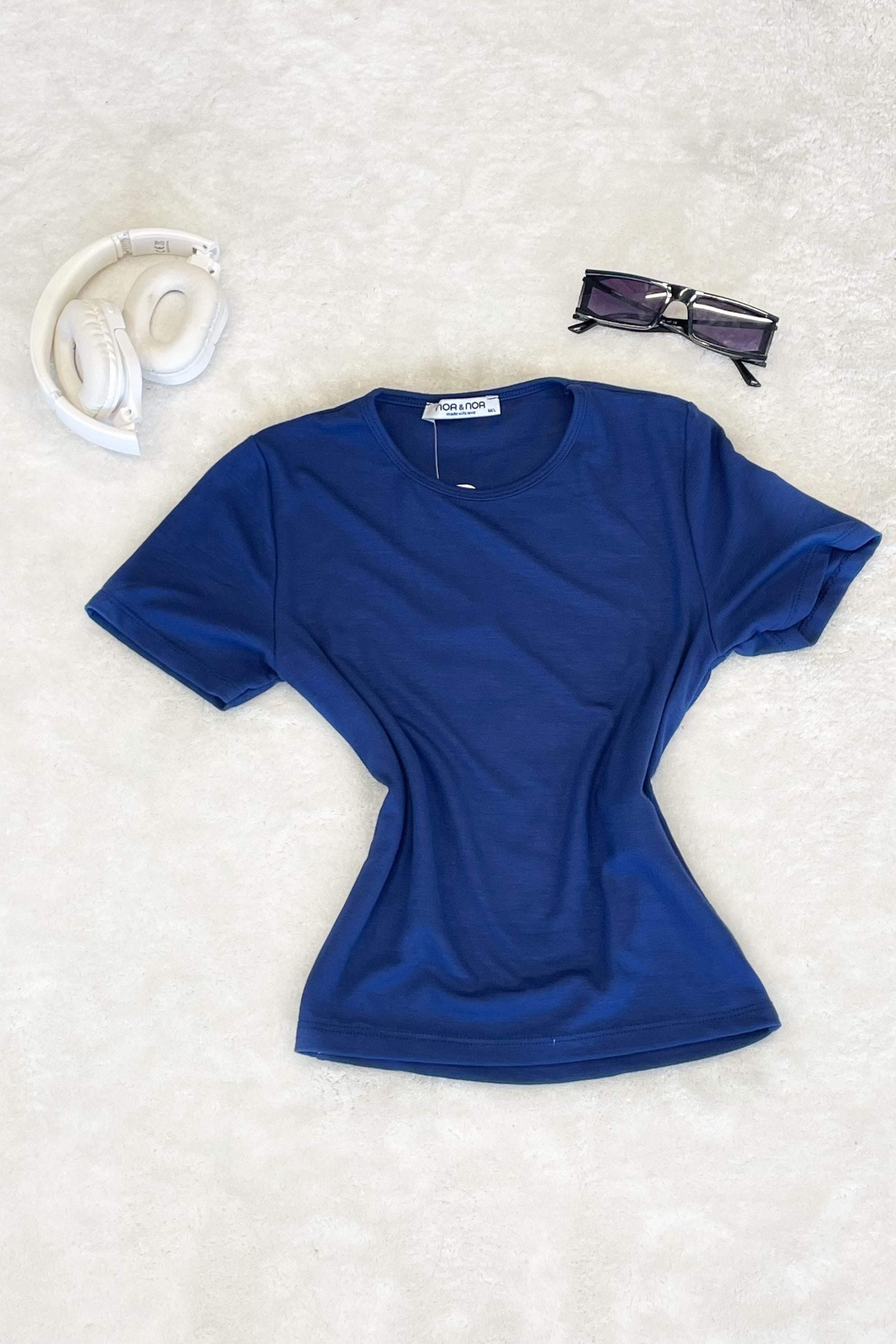 Bisiklet Yaka Basıc Oysho Crop - Lacivert LACİVERT