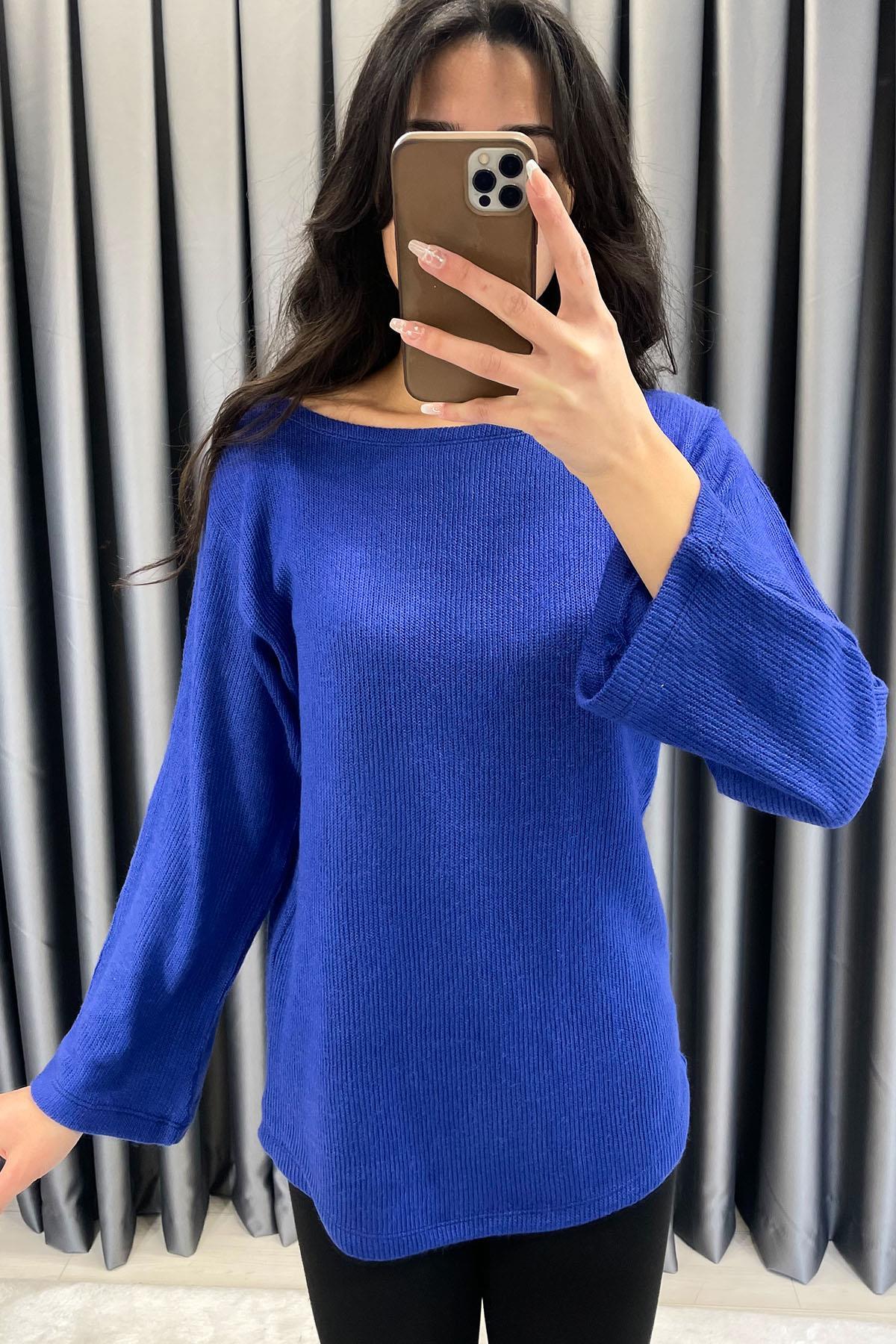Geniş Yaka Tunik - Saks SAKS