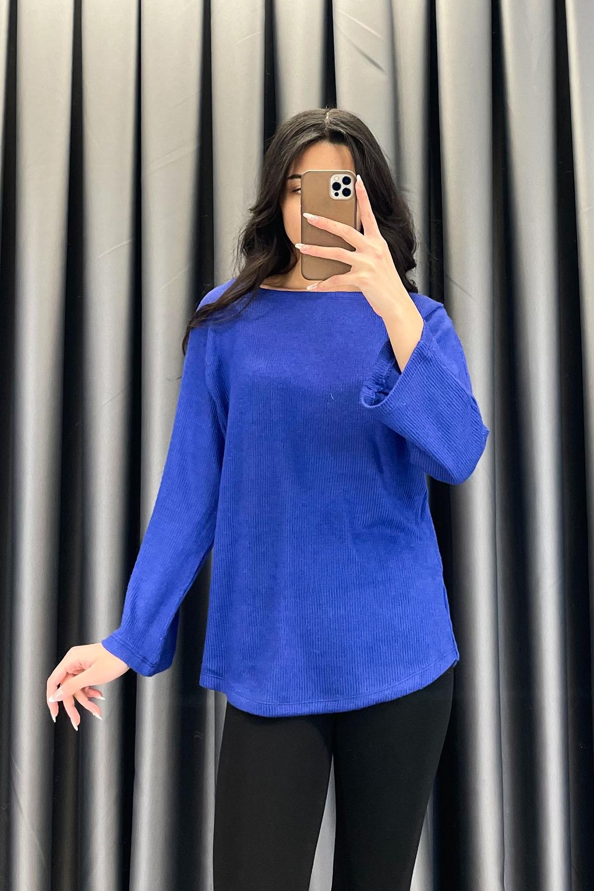 Geniş Yaka Tunik - Saks SAKS
