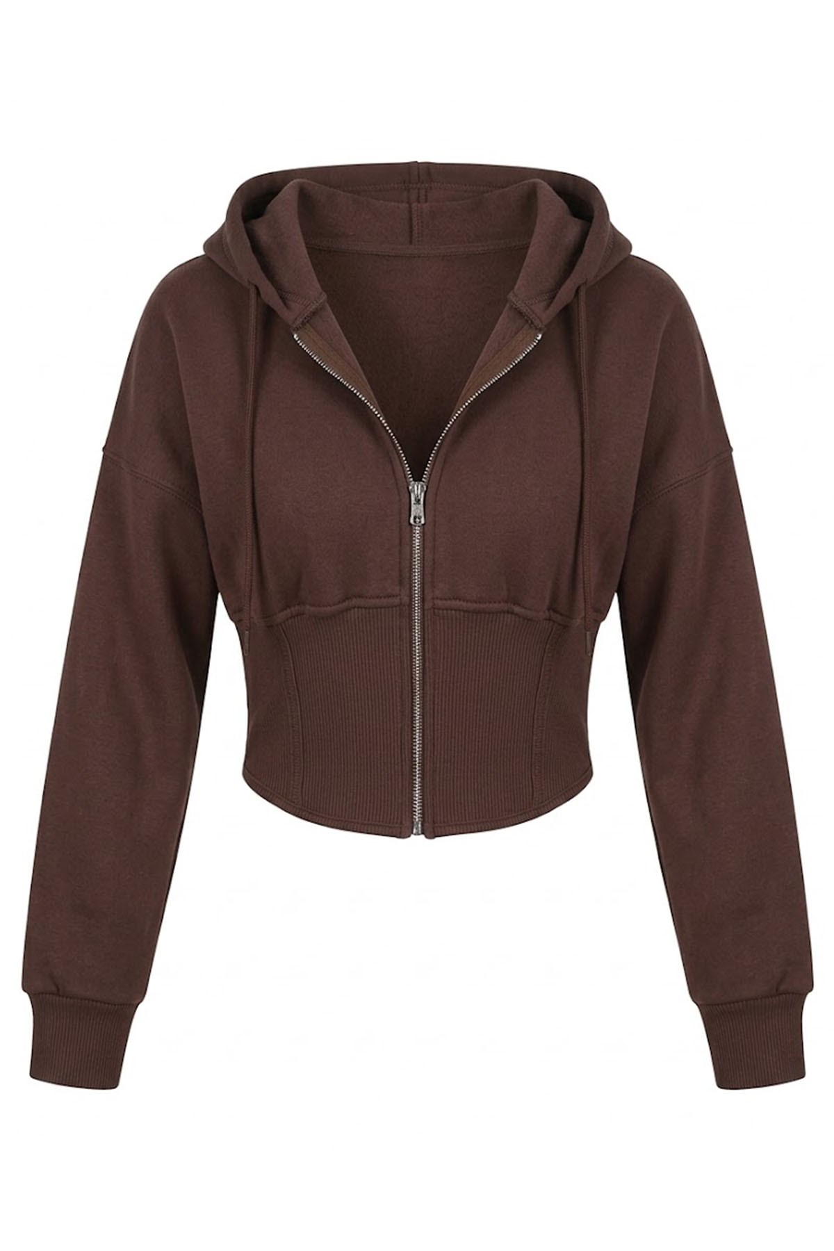 Korse Manşet Crop Ceket KAHVE