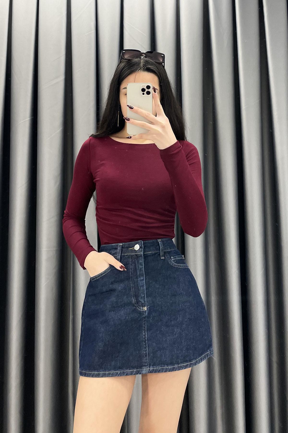 Noa Noa Yan Büzgülü Bluz - Bordo BORDO