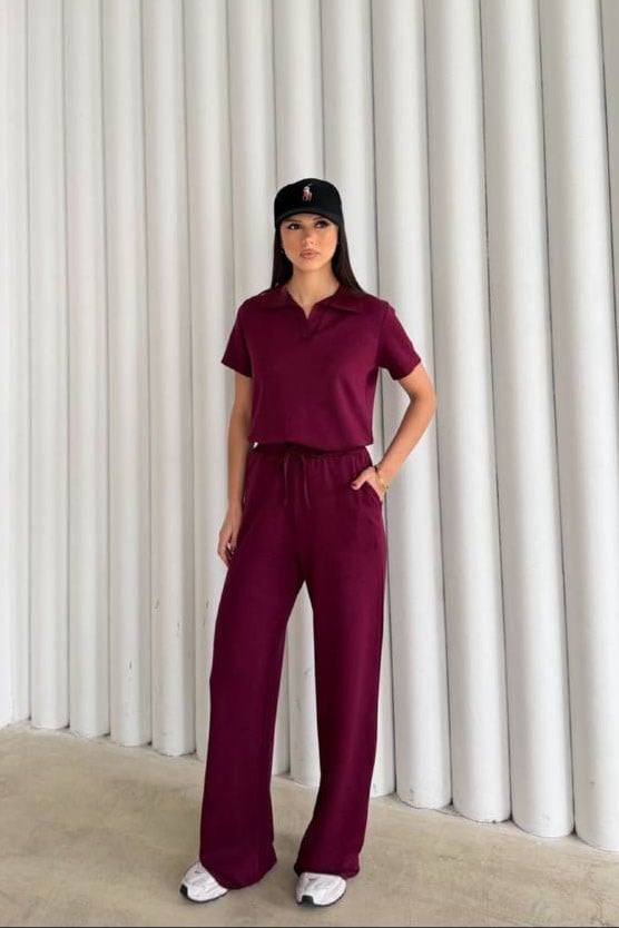 Polo Yaka Basıc Takım- Bordo BORDO