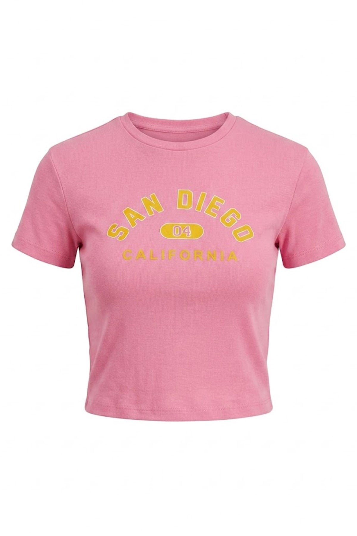 San Diego Baskı Crop PEMBE