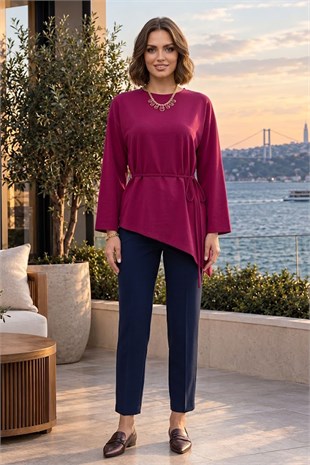 Asimetrik Kesim Tunik-Fuşya FUŞYA