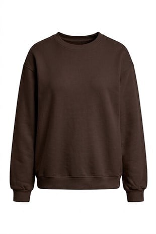 Bisiklet Yaka Basic Sweat - Acı Kahve Acı Kahve