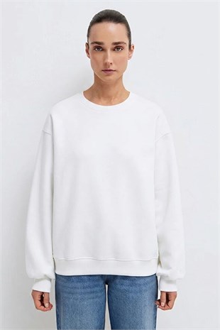 Bisiklet Yaka Basic Sweat - Ekru EKRU