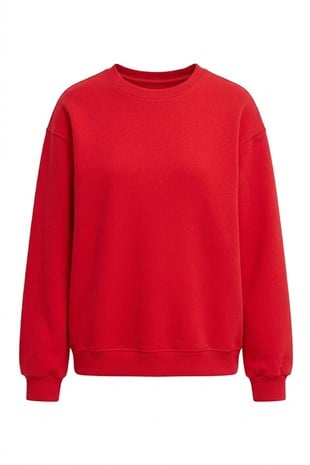 Bisiklet Yaka Basic Sweat - Kırmızı KIRMIZI