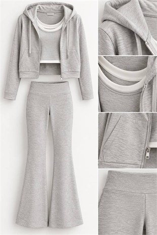 Hırkalı İspanyol Paça Takım-Gri GRİ