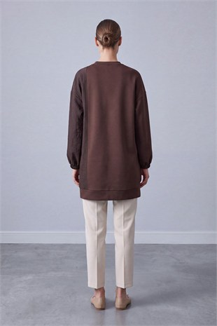 Kahve - Kapitone Detay Scuba Sweat KAHVE