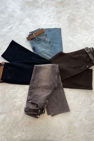 Noa Noa Kemerli Lazer Kesim Straight Fit Jean - Siyah SİYAH
