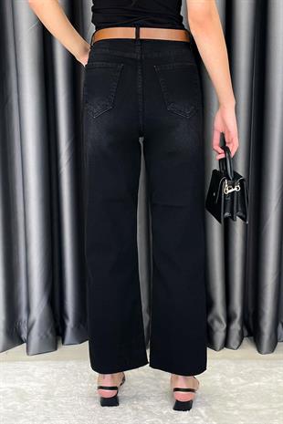 Noa Noa Kemerli Lazer Kesim Straight Fit Jean - Siyah SİYAH