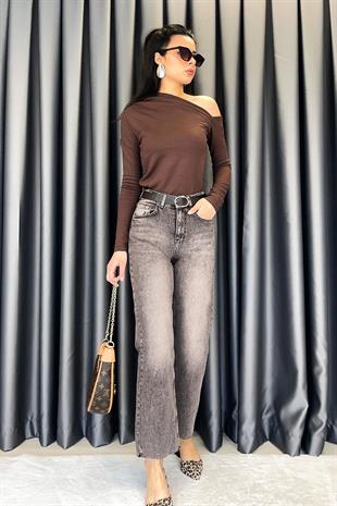 Noa Noa Kemerli Lazer Kesim Straight Fit Jean - Sütlü Kahve SÜTLÜ KAHVE