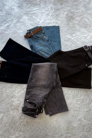 Noa Noa Kemerli Lazer Kesim Straight Fit Jean - Sütlü Kahve SÜTLÜ KAHVE
