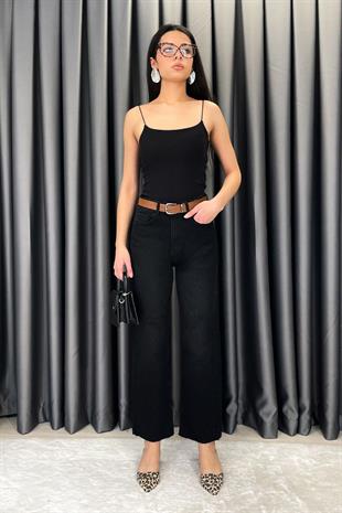 Noa Noa Kemerli Lazer Kesim Straight Fit Jean - Siyah SİYAH