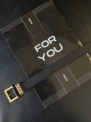 Örgü Köprülü Gold Tokalı Kemer-Siyah SİYAH