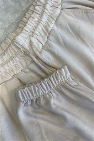 Oysho Paça Lastikli Jogger Eşofman-Krem KREM