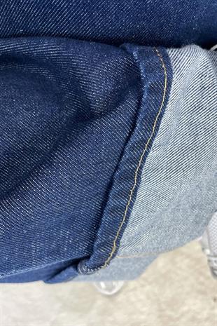 Paça Katlı Ters Dikişli Pantolon - Koyu Mavi KOYU MAVİ