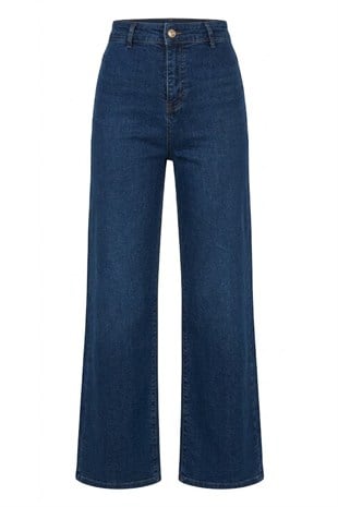 Paça Kesikli Straight Pantalon-Koyu Mavi KOYU MAVİ