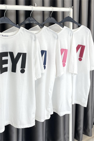 Renkli Hey Yazı Baskılı Tshirt - Siyah SİYAH
