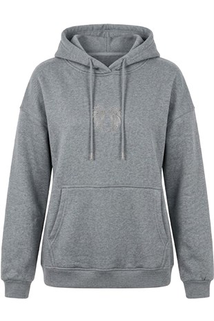 Taş Baskılı Sweat-Gri GRİ