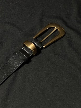 Uzun Oval Tokalı 2 cm Kemer-Siyah/Gold Siyah/Gold