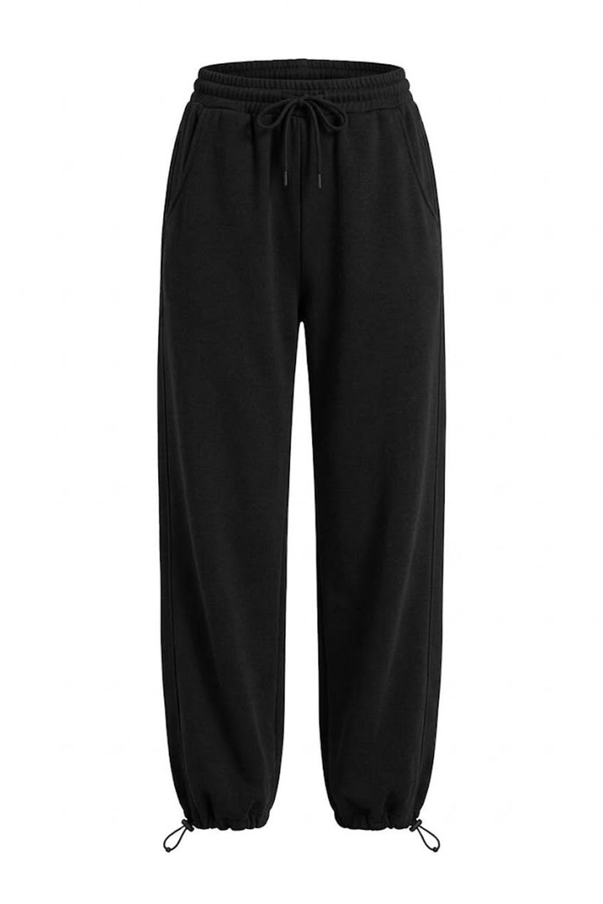Baggy Stoper Paça Eşofman - Siyah SİYAH