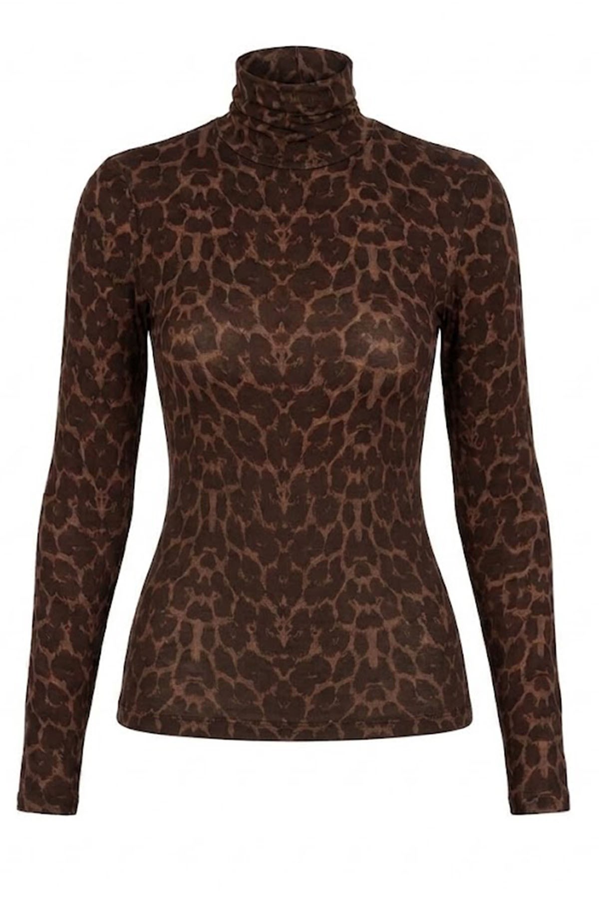 BALIKÇI YAKA UZUN KOL LEOPAR BLUZ LEOPAR