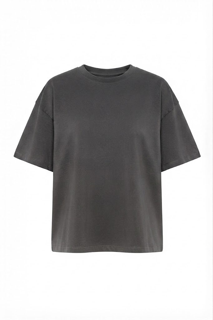 Bisiklet Yaka Oversize T-shirt FÜME