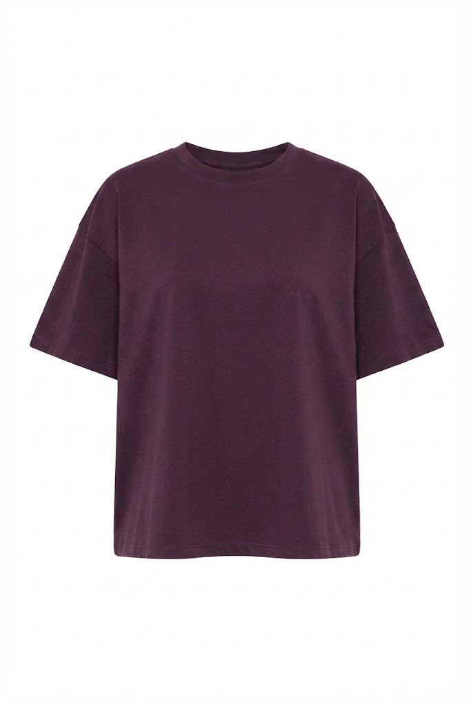 Bisiklet Yaka Oversize T-shirt MÜRDÜM