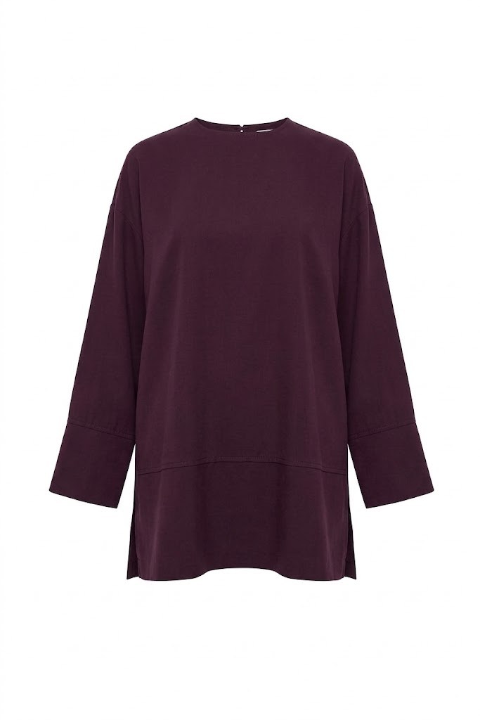 Bordo - Modal Kumaş Yan Yırtmaçlı Tunik BORDO