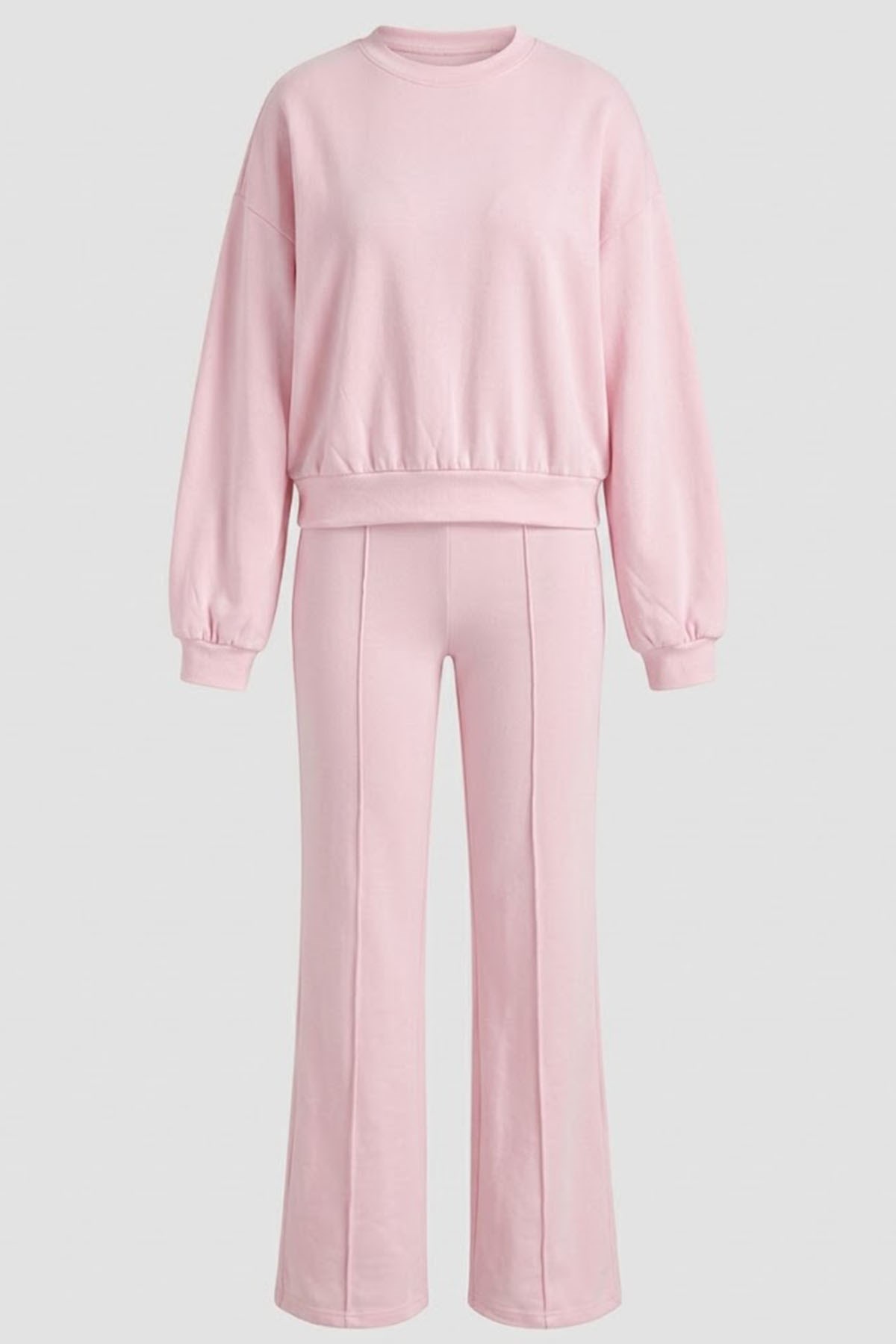 Çımalı Pantolon Detay Crop Takım - Pembe PEMBE