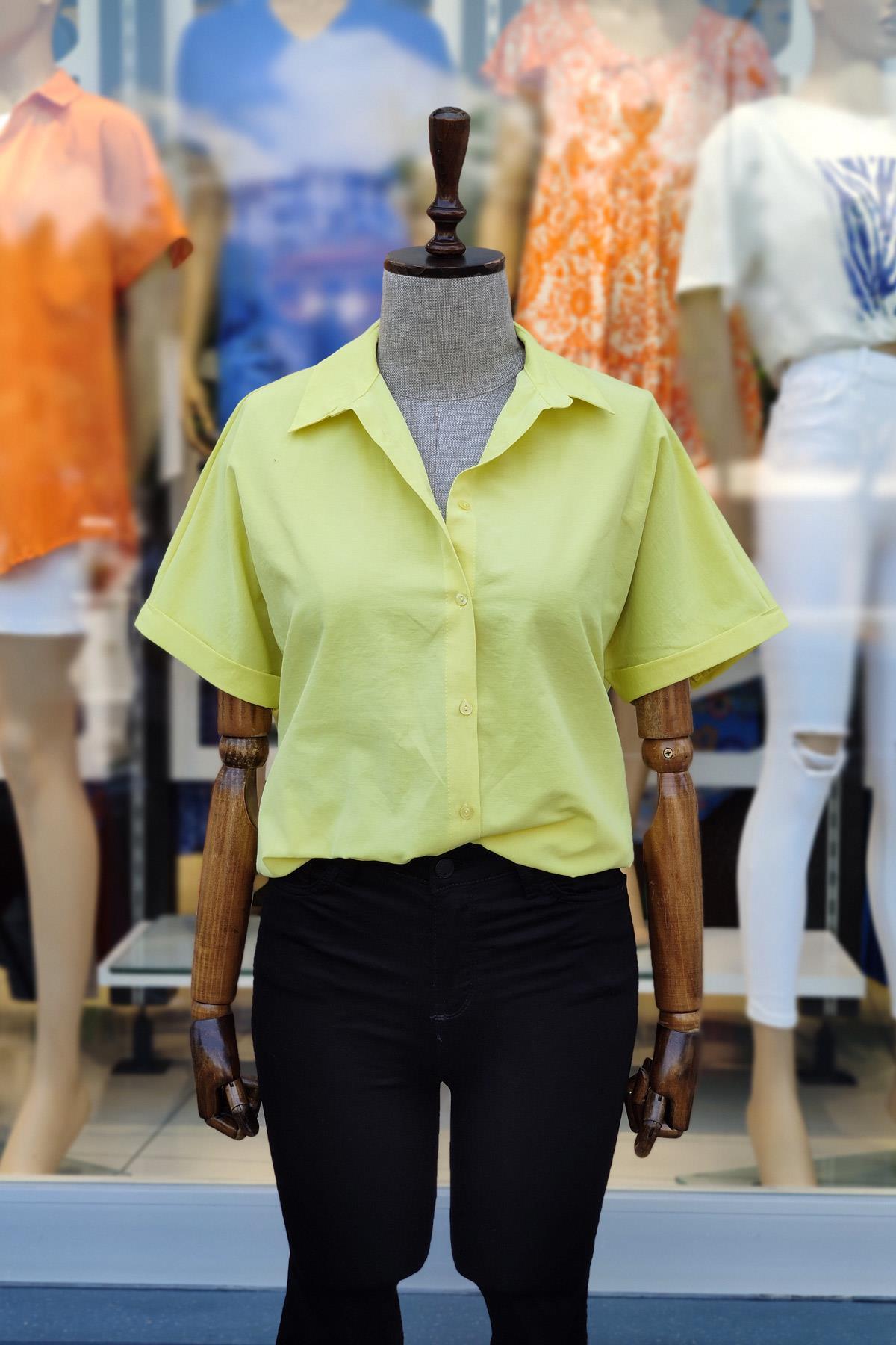 Düşük Kol Gömlek - Sarı SARI