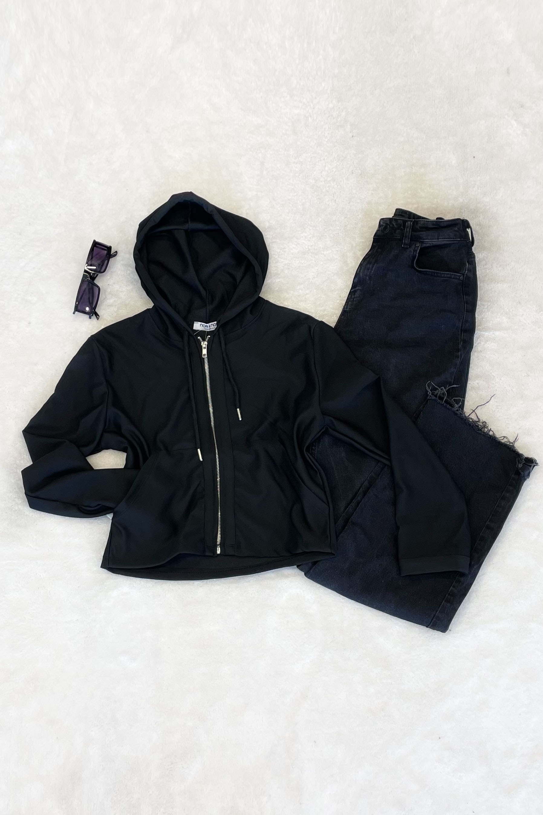 Fermuarlı Biyeli Ceket-Siyah SİYAH