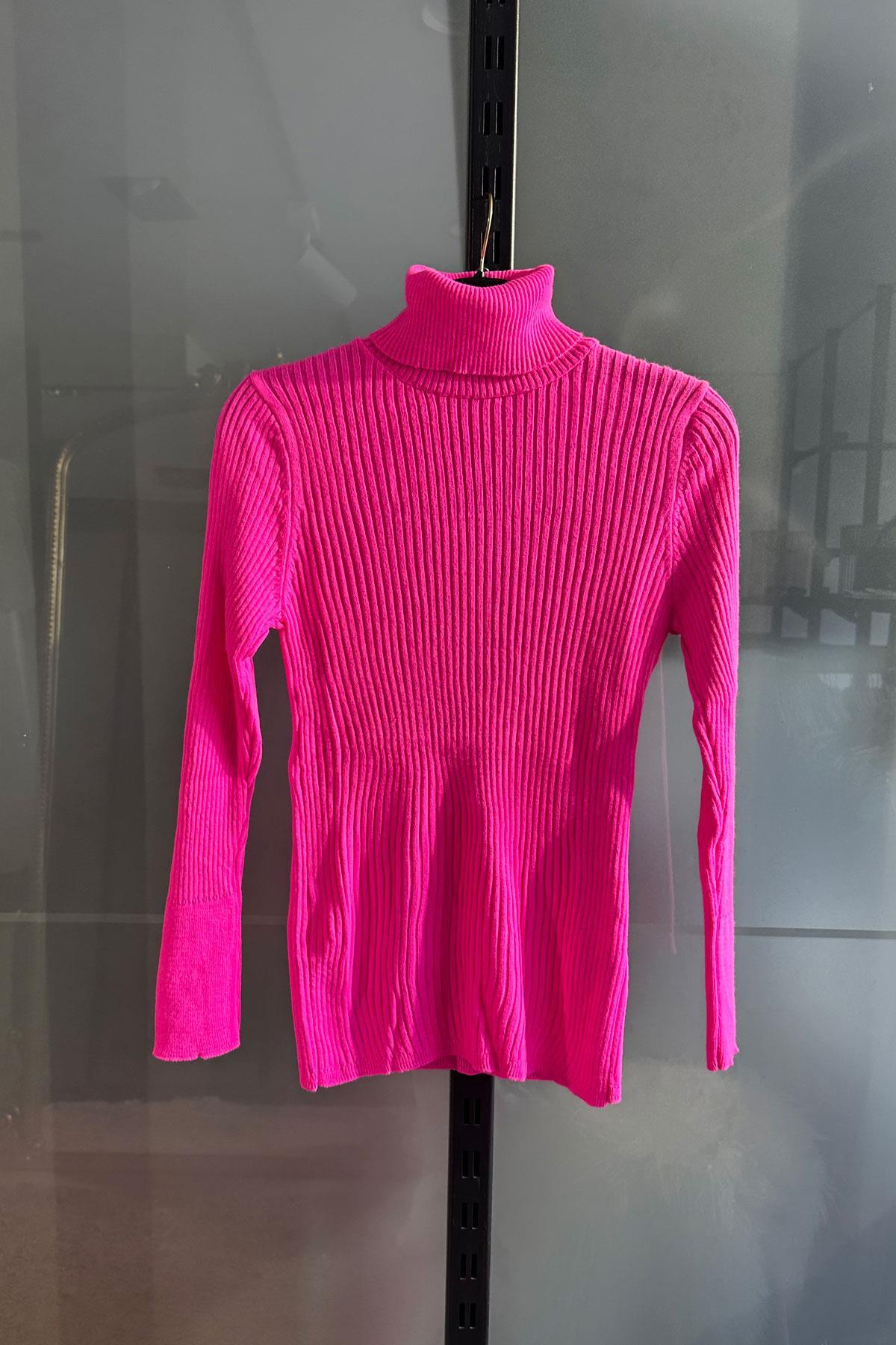 Fitilli Balıkçı Yaka Bady - Neon Pembe Neon Pembe