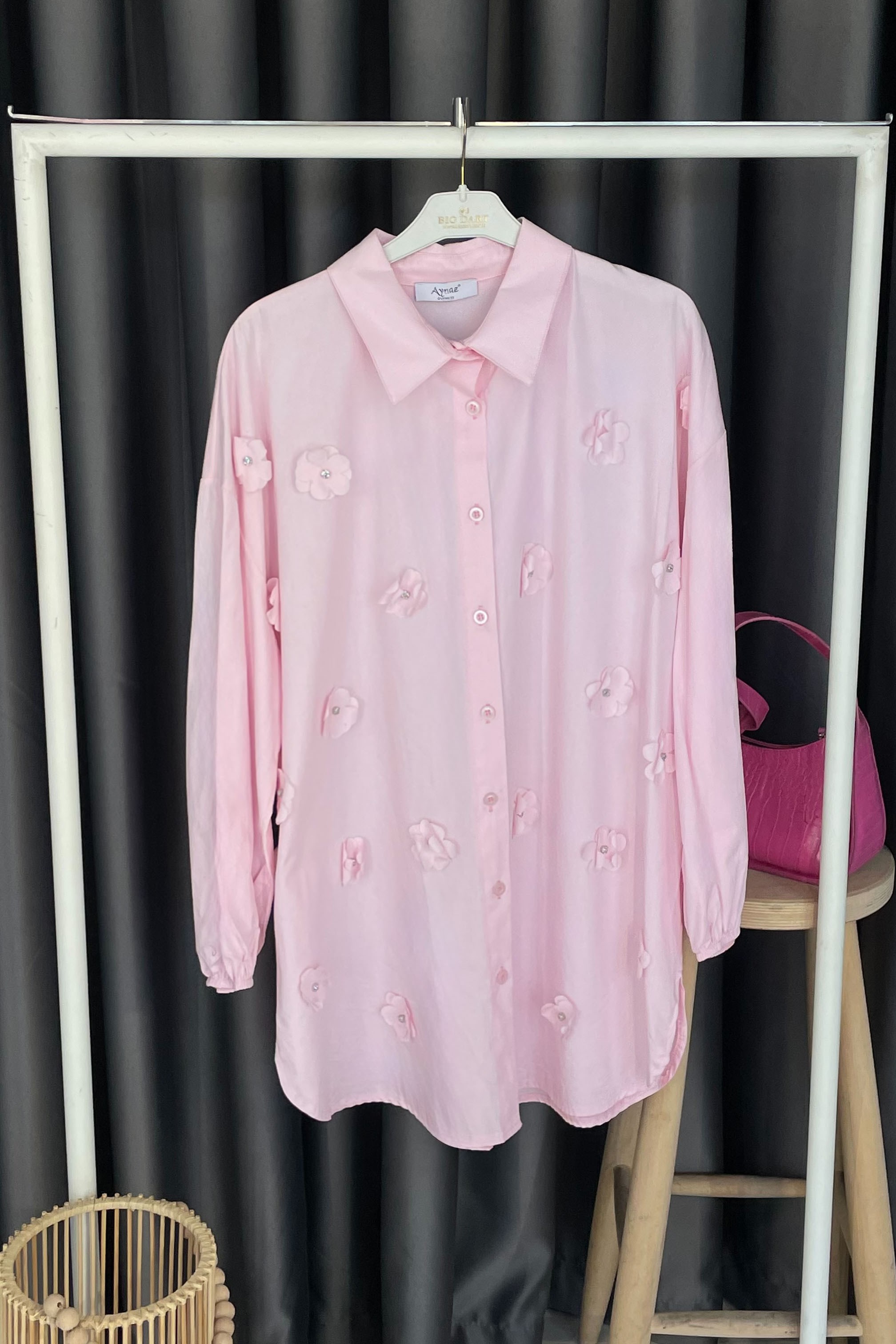 Flowers Gömlek - Pembe PEMBE