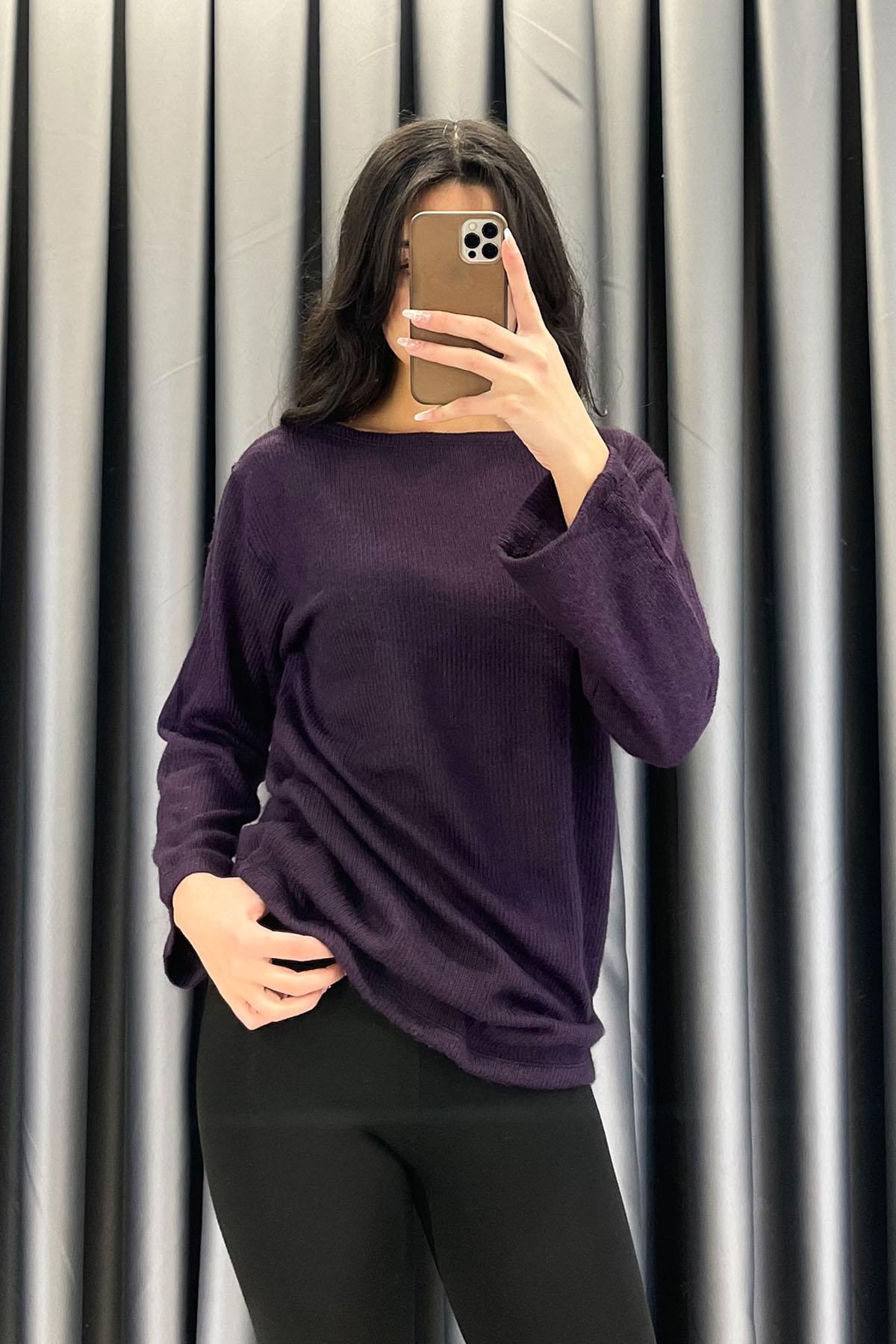 Geniş Yaka Tunik - Mor MOR