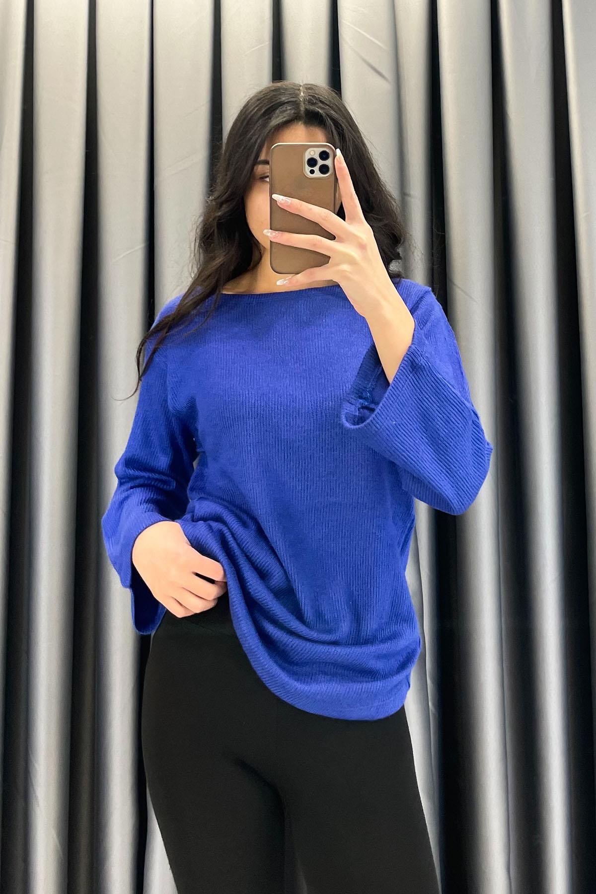 Geniş Yaka Tunik - Saks SAKS