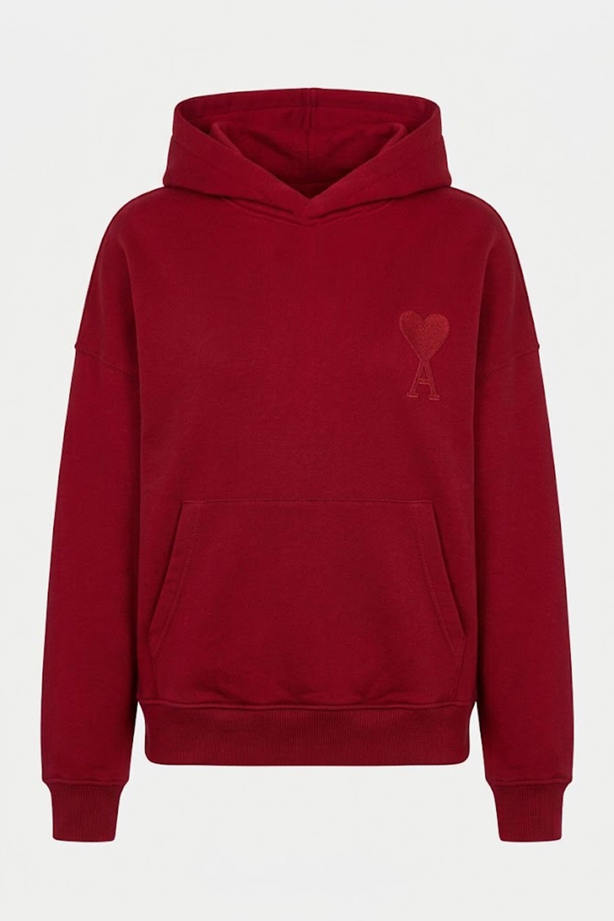 Kalp Kabartmalı Kapüşonlu Sweat - Kırmızı KIRMIZI