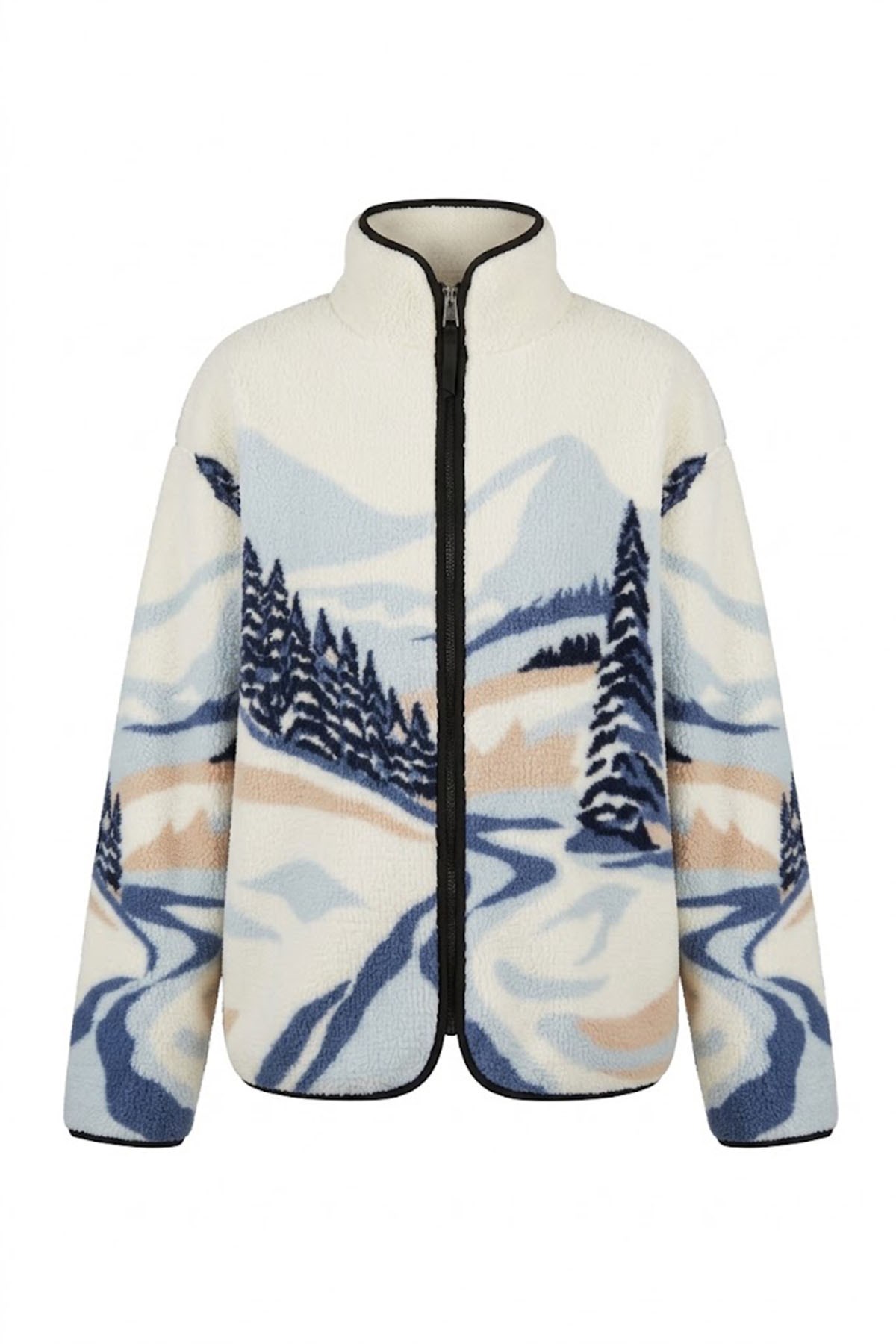 KAR DESENLİ FERMUAR SWEAT MAVİ