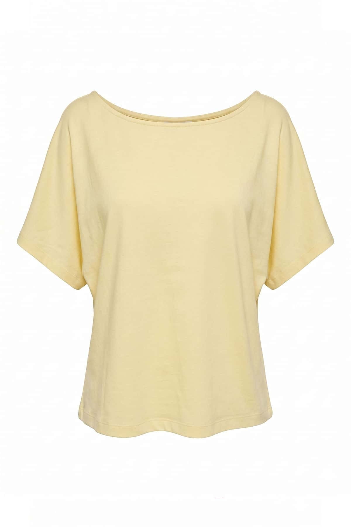 Kayık Yaka T-shirt - Sarı SARI