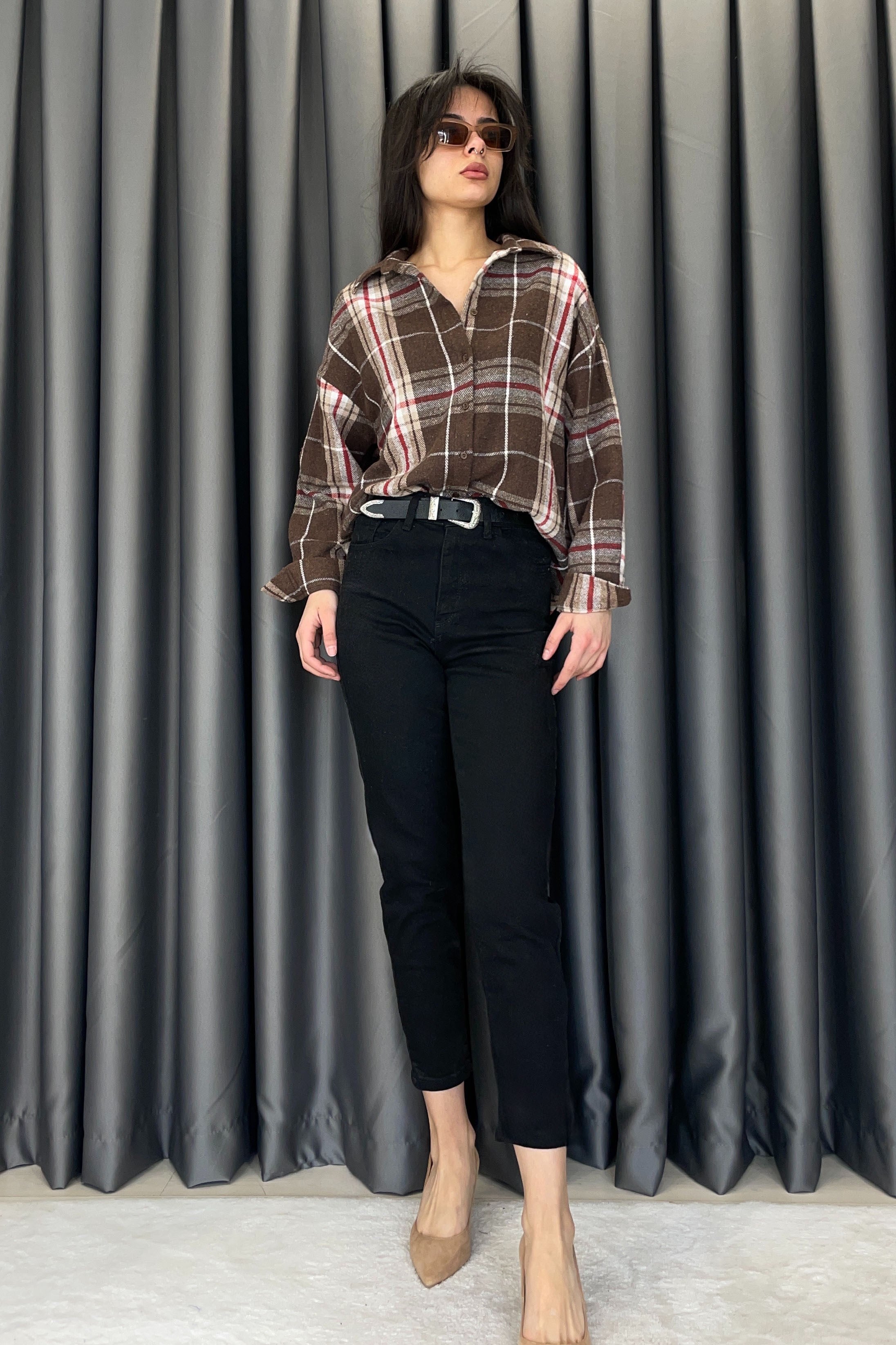 Kemerli Mom Jean - Siyah SİYAH