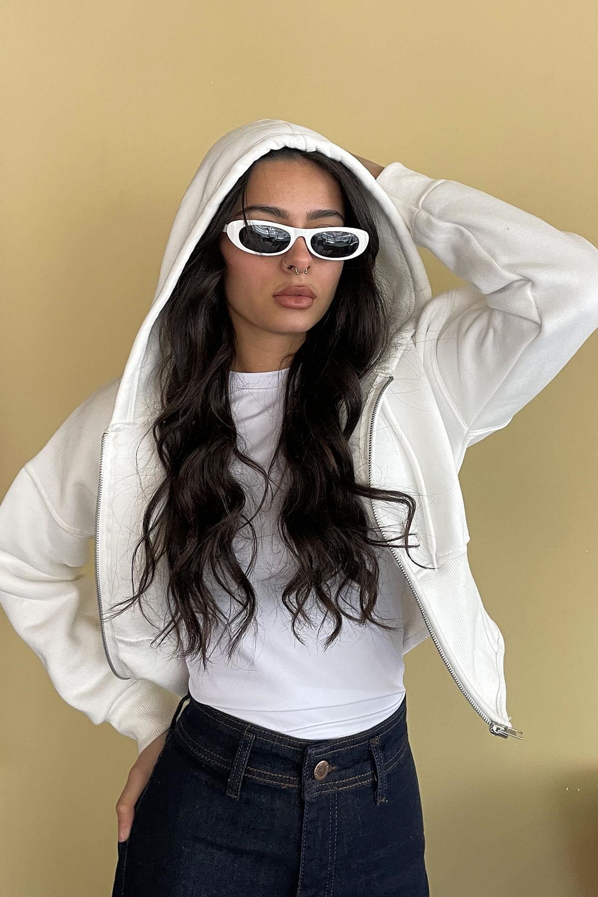Korse Manşet Crop Ceket EKRU