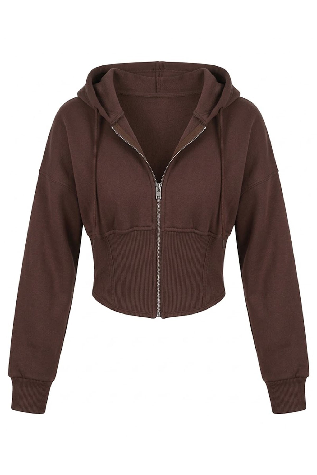 Korse Manşet Crop Ceket KAHVE