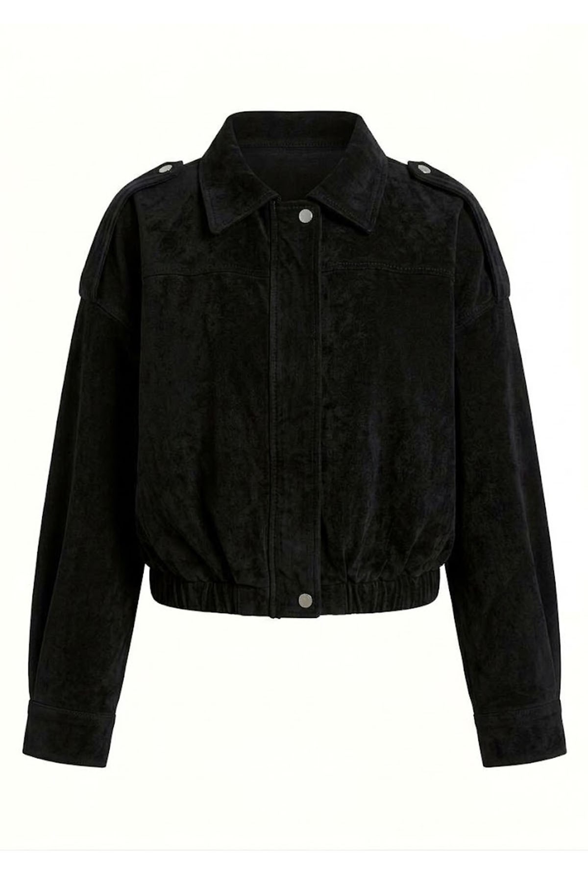 Kot Kadife Bomber Ceket-Siyah SİYAH