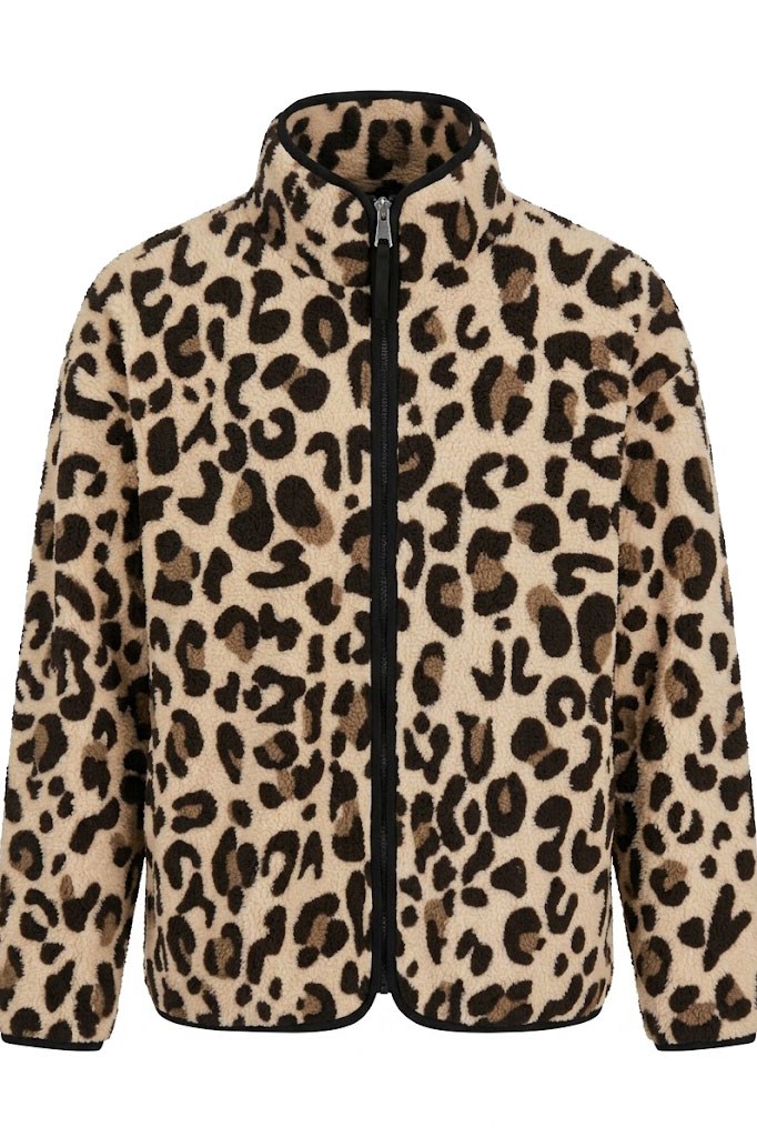 Leopar Desen Fermuarlı Ceket-Leopar LEOPAR