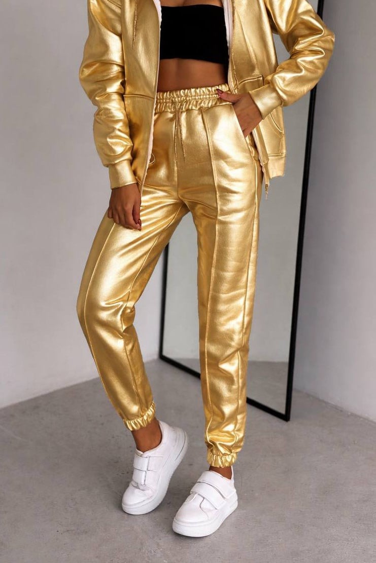 Metalik Jogger Pantolon - Sarı SARI