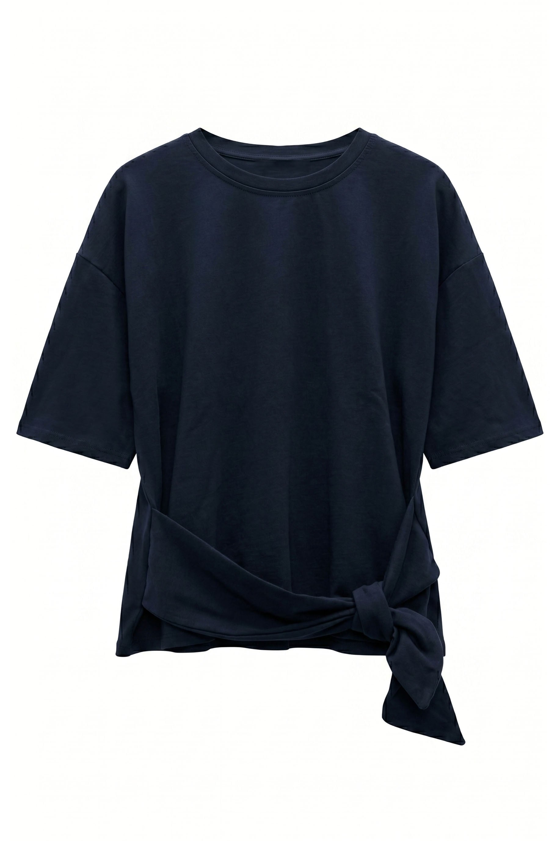 Ön Bağcık Detay Kısa Kol T-shirt Takım- Lacivert LACİVERT